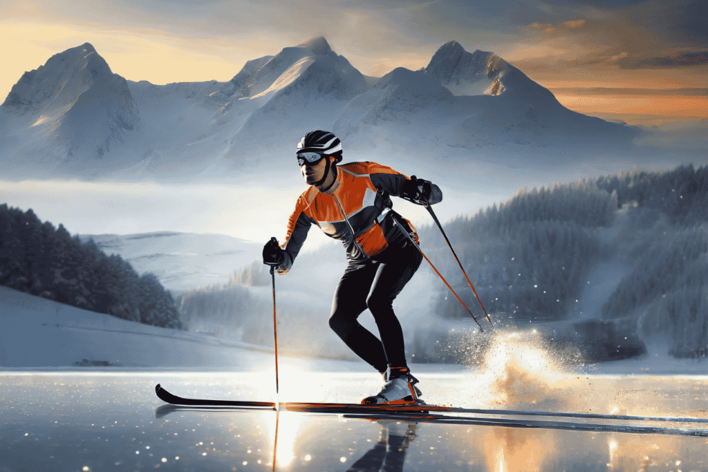 un homme faisant du biathlon